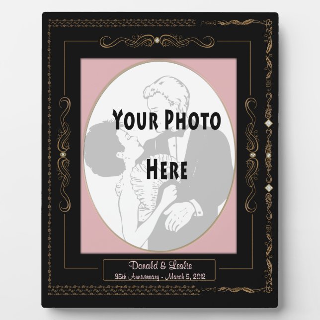 Golden Scrolls on Black mit Pink Mat - Personalisi Fotoplatte (Vorderseite)