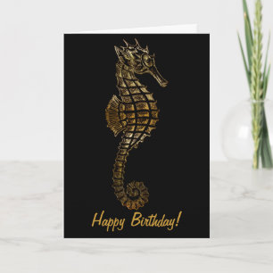 Golden SEE HORSE Funny Birthday Card Serie Karte