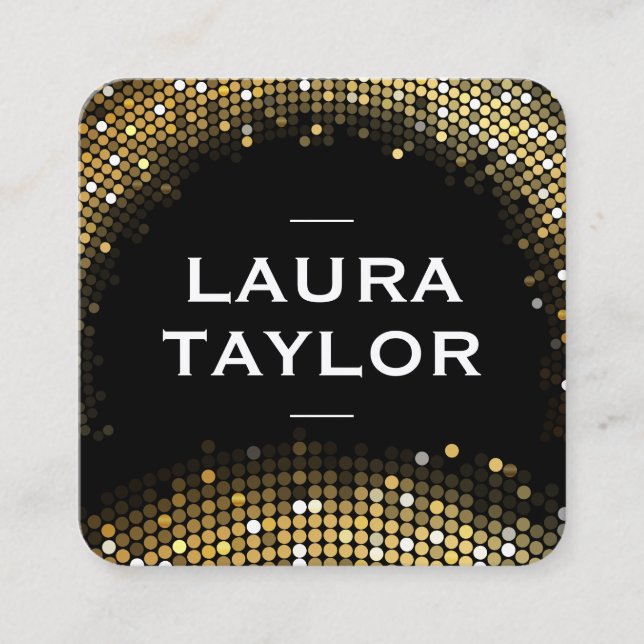 Golden Sequin Black Variation Quadratische Visitenkarte (Vorderseite)