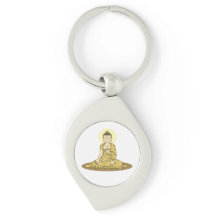 Golden Serenity Buddha Metal Schlüsselanhänger