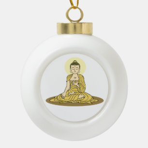 Golden Serenity Buddha Weihnachtsschmuck Keramik Kugel-Ornament