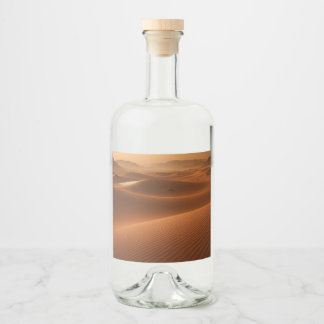 Golden Serenity – Desert Landscape at Sunset Alkoholflaschenetikett