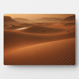 Golden Serenity – Desert Landscape at Sunset Fotoplatte