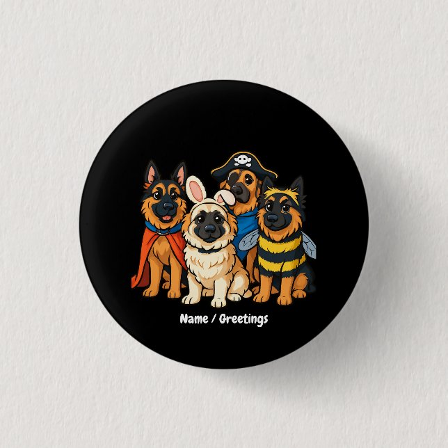 Golden Shepherd Ghost Dog Halloween Funny Spooky Button (Vorderseite)