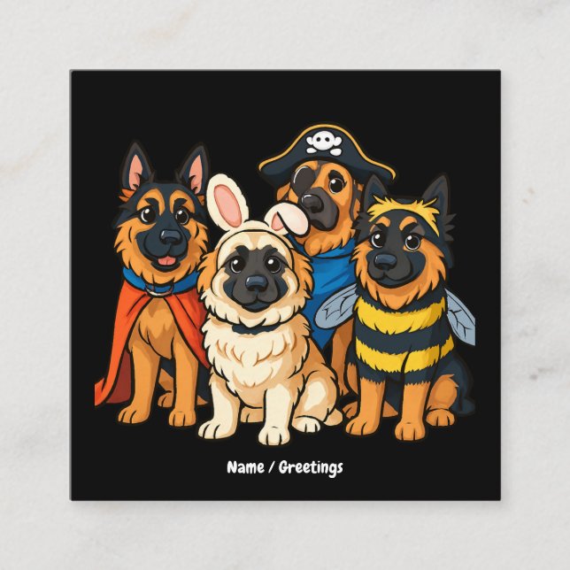 Golden Shepherd Ghost Dog Halloween Funny Spooky Quadratische Visitenkarte (Vorderseite)