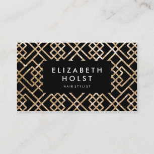 Golden Shimmer Black Geometric Business Card Visitenkarte