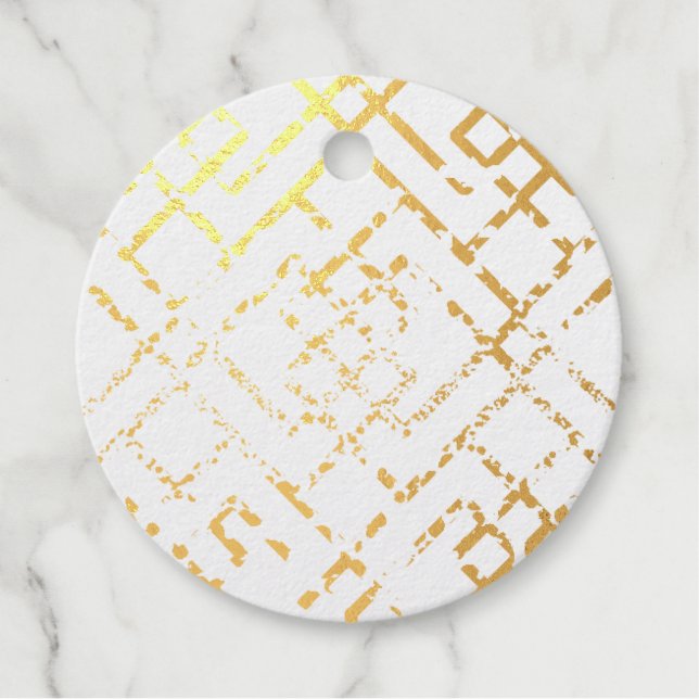 Golden Shimmer Geometric Foto Real Gold Foil Geschenkanhänger (Vorderseite)
