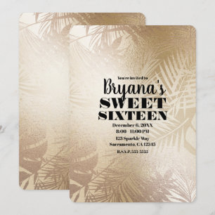 Golden Shine Botanical Tropicale Palme Sweet 16 Einladung