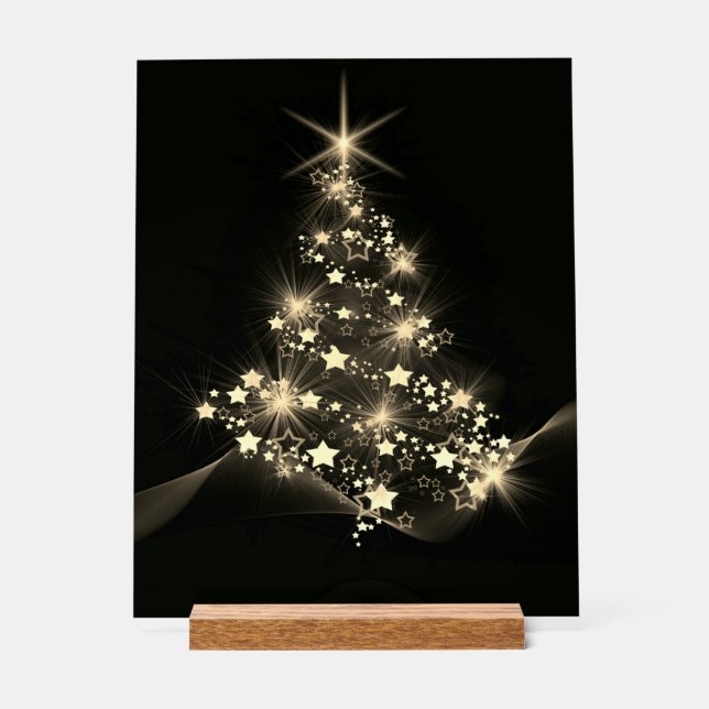 Golden Shine of Stars on Christmas Tree Dark  (Recto)