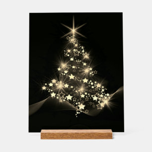 Golden Shine of Stars on Christmas Tree Dark Acrylschild