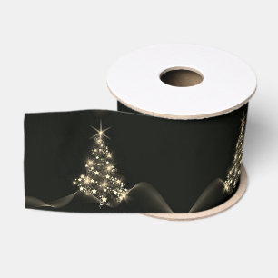 Golden Shine of Stars on Christmas Tree Dark Ripsband
