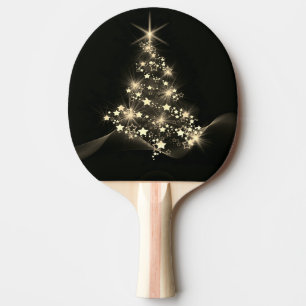 Golden Shine of Stars on Christmas Tree Dark Tischtennis Schläger