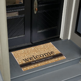 Golden Shine Panther Print Glitzer Door Mat Fußmatte