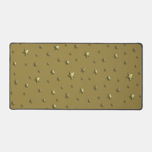 Golden Shiny Stars auf dunklem goldfarbenem Hinter Schreibtischunterlage
