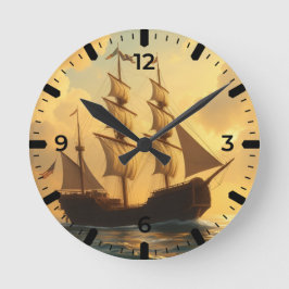Golden Ship Runde Wanduhr
