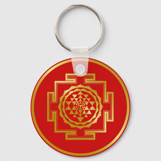 Golden Shree Yantra Schlüsselanhänger (Vorderseite)