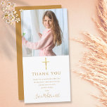 Golden Signature Foto Erste Heilige Kommune Dankeskarte<br><div class="desc">Mit einem goldenen Skriptnamen. Personalisieren Sie mit Ihrem Foto und besondere erste heilige Kommunion danken Ihnen Botschaft in schicken goldenen Schriften auf diesem stilvollen Design. Entwickelt von Thisisnotme©</div>