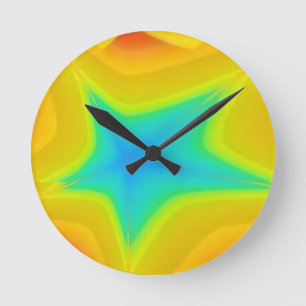 Golden Skies - Ken Gage Abstrakte Kunst Runde Wanduhr