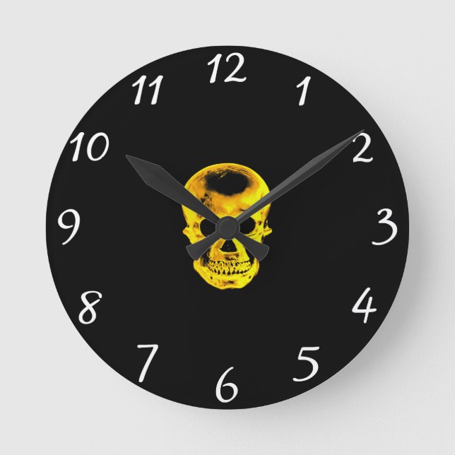 Golden Skull Clock Runde Wanduhr (Vorderseite)