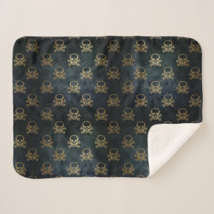 Golden Skull & Crossbones Sherpa Blanket Sherpadecke