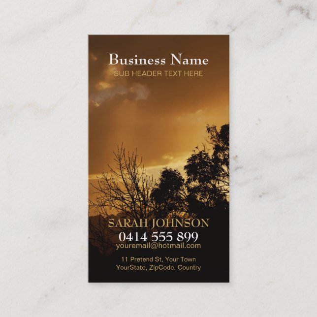 Golden Sky Clouds Nature Silhouette Business Card Visitenkarte (Vorderseite)