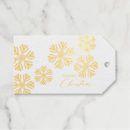 Golden Snow Flakes Frohe Weihnachten Geschenkanhänger