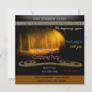 Golden Snow Holiday Weihnachten Party Einladung