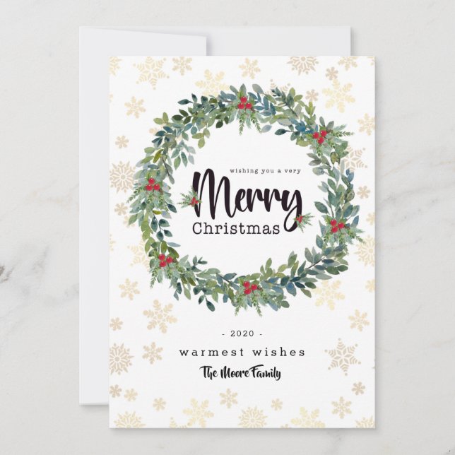 Golden Snowflake Flasche Weihnachtskarte Feiertagskarte (Vorderseite)