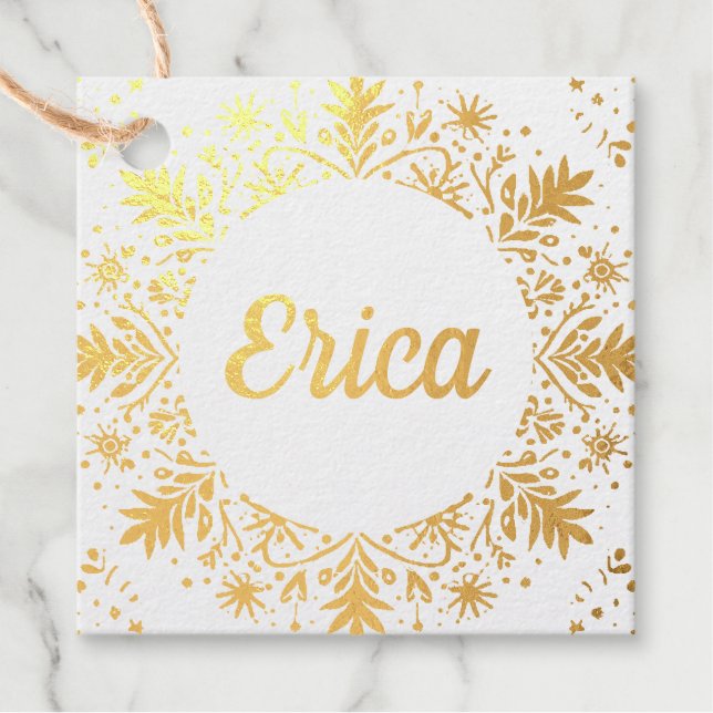 Golden Snowflake Geschenkanhänger (Vorderseite)