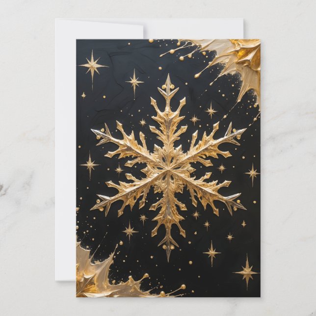 Golden Snowflake Holiday Greeting Card Feiertagskarte (Vorderseite)
