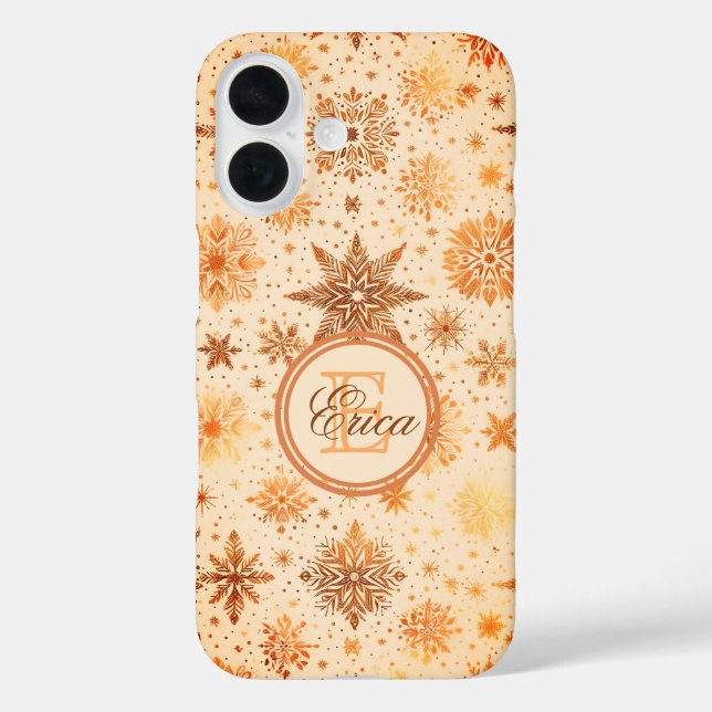Golden Snowflake iPhone 16 Hülle (Rückseite)