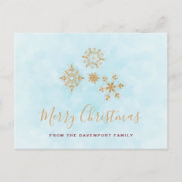Golden Snowflake Kristallspiele auf Frosty Blue Ba Postkarte