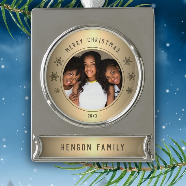 Golden Snowflake Metallic Foto Weihnachten Banner-Ornament Silber (Von Creator hochgeladen)