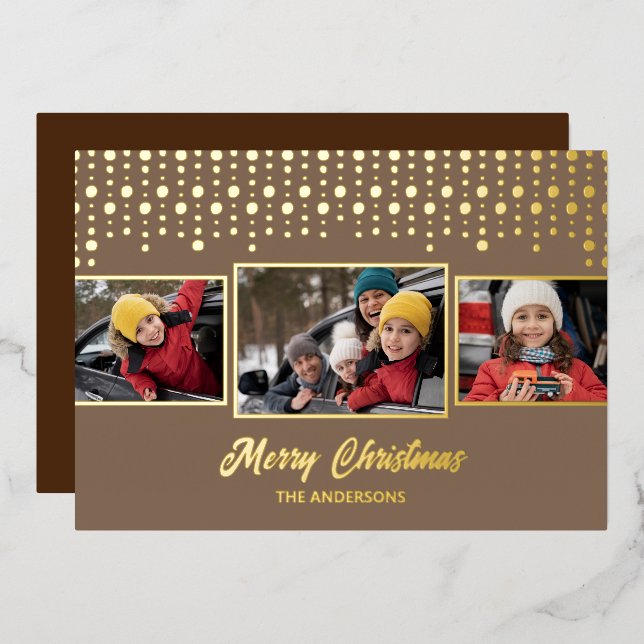 Golden Snowflake Noël Photo Fête Carte de vacances (Recto/Verso)