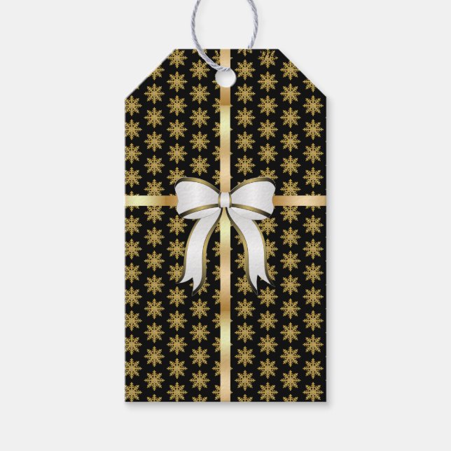 Golden Snowflake Weinkarte Geschenkanhänger (Vorderseite)