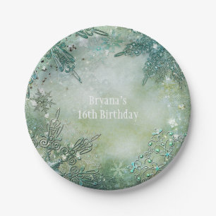 Golden Snowflake Wonderland Party Pappteller