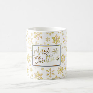 Golden Snowflakes Christmas Mug