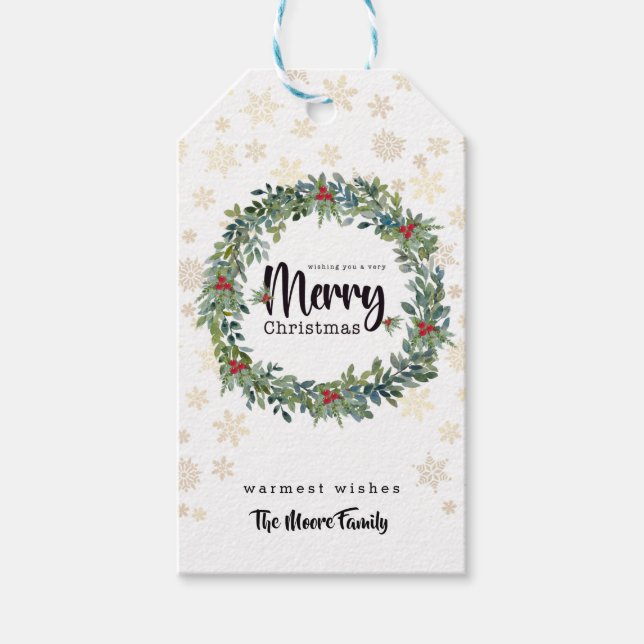Golden Snowflakes - Geschenk-Tag Geschenkanhänger (Vorderseite)