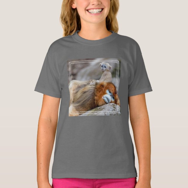 Golden Snub-nosed Monkey Vater mit Baby T-Shirt (Vorderseite)