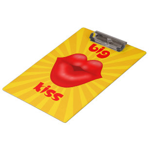 Golden Solar Rays Rote Lippen Kuss Klemmbrett