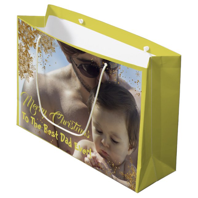 Golden Spark Elegante Der schönste Vater Ever Fris Große Geschenktüte (Vorderseite Schrägansicht)