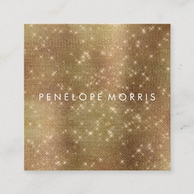 Golden Sparkle Beauty Styist Square Business Card Quadratische Visitenkarte (Vorderseite)