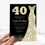 Golden Sparkle Dress 40. Geburtstag Party Schwarz Einladung<br><div class="desc">Golden Sparkle Dress 40. Geburtstag Party Schwarze Einladung Variationen zu den Einladungen und passenden Gegenständen in unserem Shop</div>