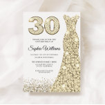 Golden Sparkle Glitzer Dress 30. Geburtstag Party Einladung<br><div class="desc">Golden Sparkle Glitzer Dress 30. Geburtstagsfeier Party Einladung Variation zu den Einladungen und passenden Artikeln in unserem Shop</div>