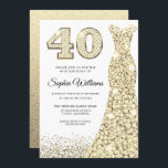 Golden Sparkle Glitzer Dress 40. Geburtstag Party Einladung<br><div class="desc">Golden Sparkle Glitzer Dress 40. Geburtstagsfeier Party Einladung Variationen zu den Einladungen und passenden Artikeln in unserem Shop</div>
