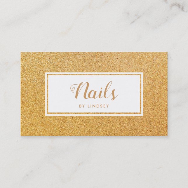 Golden Sparkle Glitzer Nail Artist Visitenkarte (Vorderseite)