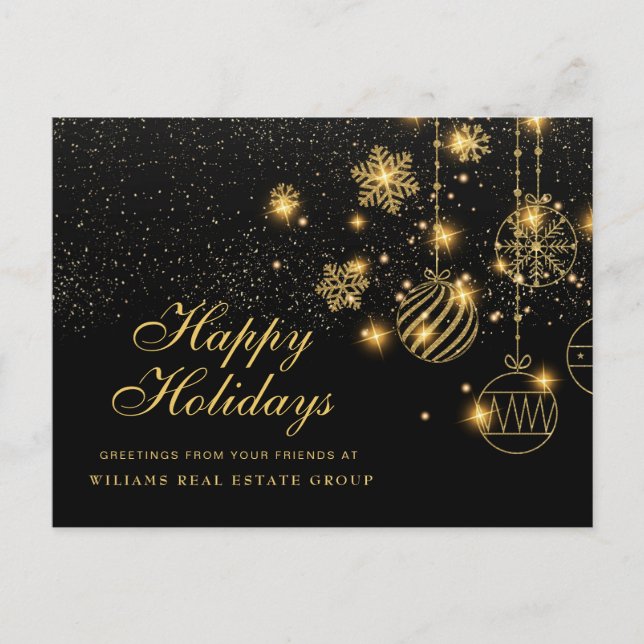 Golden Sparkle Weihnachtsbände Unternehmensgrüße Postkarte (Vorderseite)