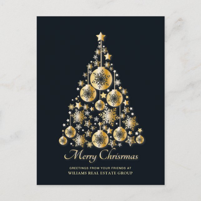 Golden Sparkle Weihnachtsstars Unternehmensgrüße Postkarte (Vorderseite)