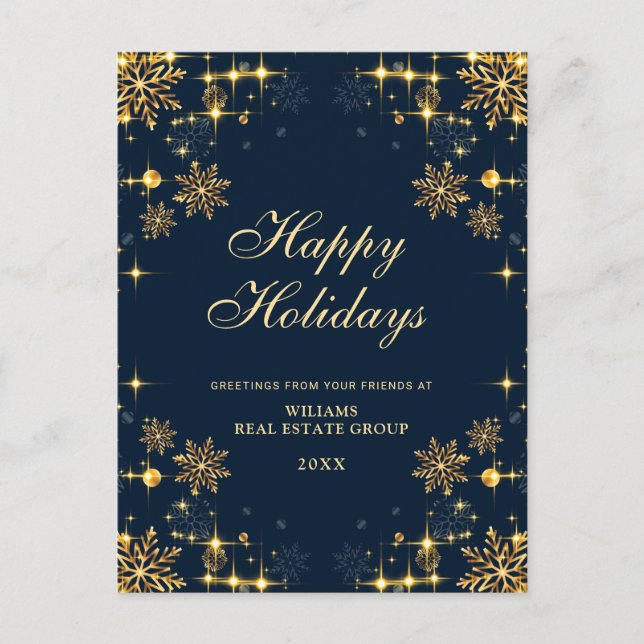 Golden Sparkle Weihnachtsstars Unternehmensgrüße Postkarte (Vorderseite)