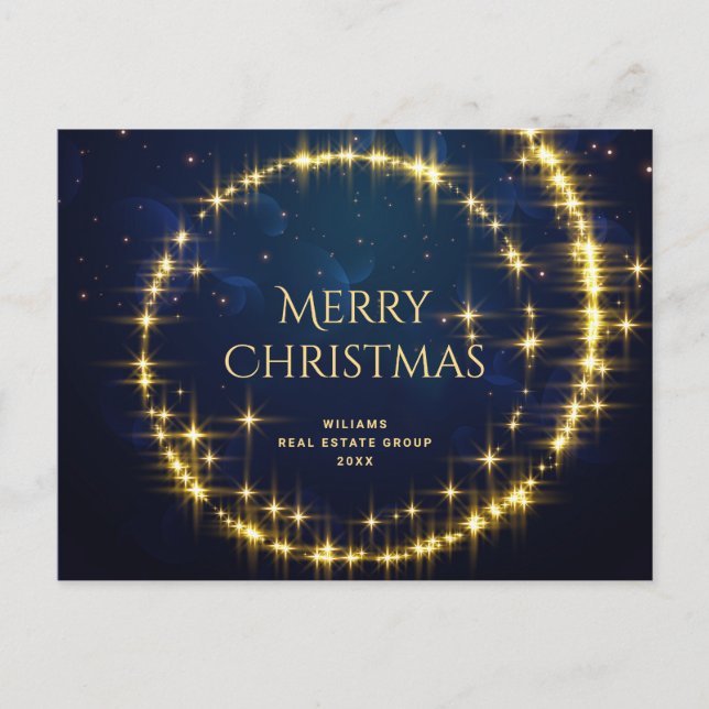 Golden Sparkle Weihnachtsstars Unternehmensgrüße Postkarte (Vorderseite)